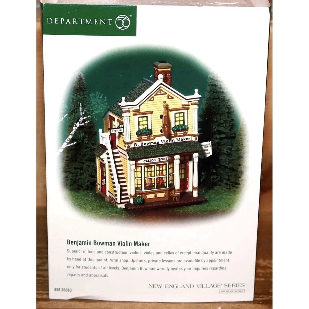 Dept 56 Benjamin Bowman Violin Maker New England Village 56-56663 Retired 2004